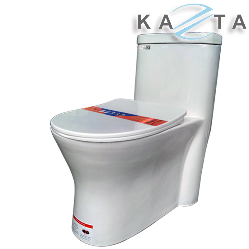 Combo thiết bị nhà tắm cao cấp KAZTA KZ-CBT04 14 món: Bồn cầu 1 khối xả xoáy nắp êm-Lavabo treo tường-Sen tắm nóng lạnh kèm bộ phụ kiện nhà tắm sang trọng như hình