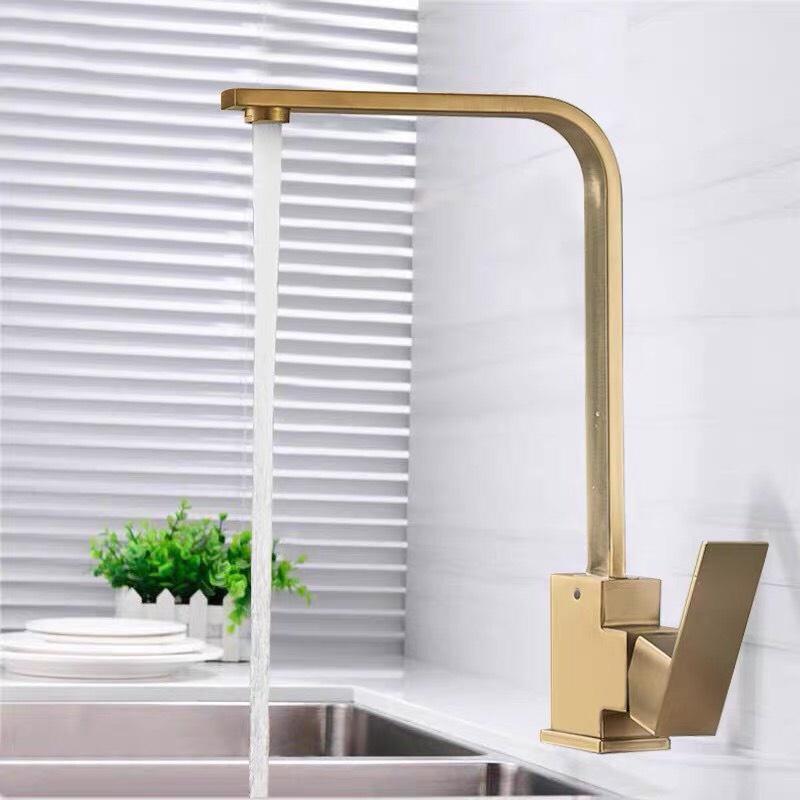VÒI CHÉN NÓNG LẠNH VUÔNG MÀU VÀNG