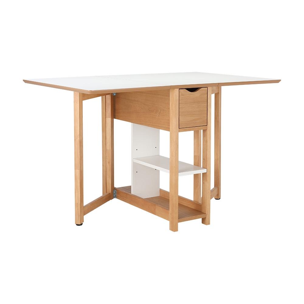 Bàn ăn thông minh PLIER chân gỗ tự nhiên kết hợp mặt gỗ MDF phủ melamine cao cấp kèm kệ và ngăn kéo tiện lợi
