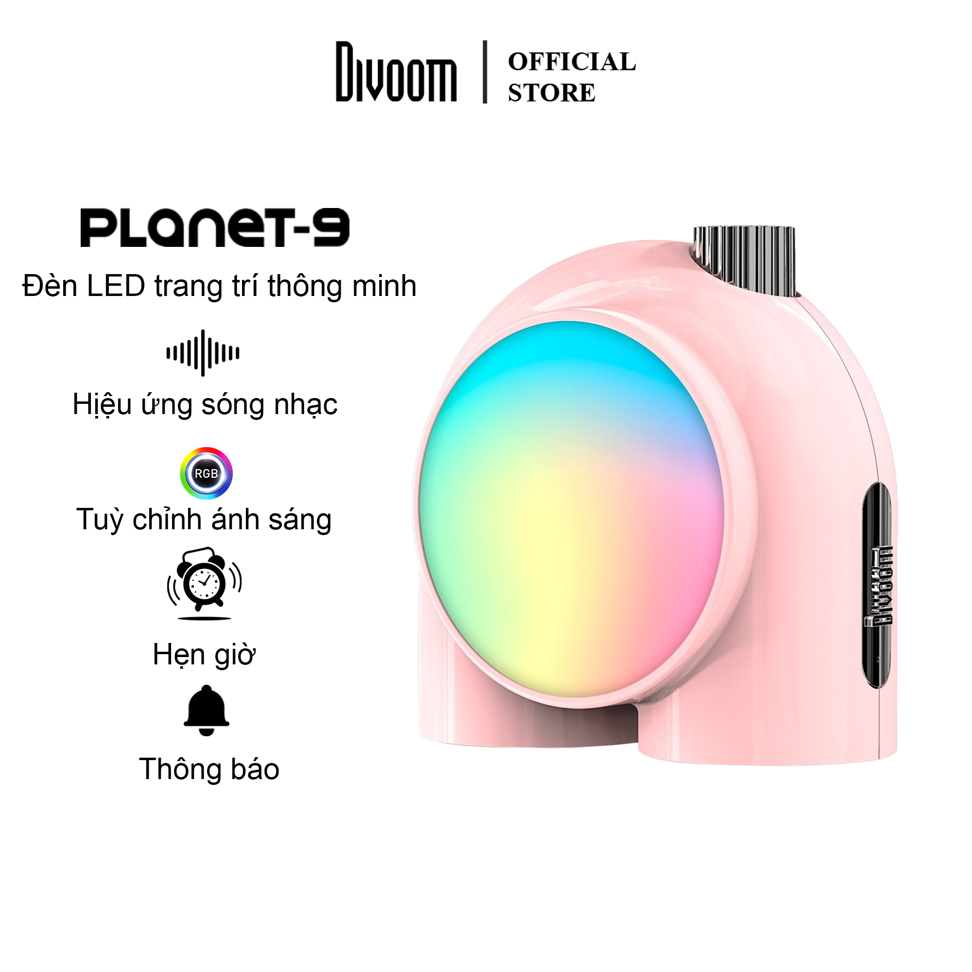 Đèn LED trang trí để bàn không dây thông minh Divoom Planet-9 16M màu LED RGB tuỳ chỉnh, tích hợp Micro - HÀNG CHÍNH HÃNG