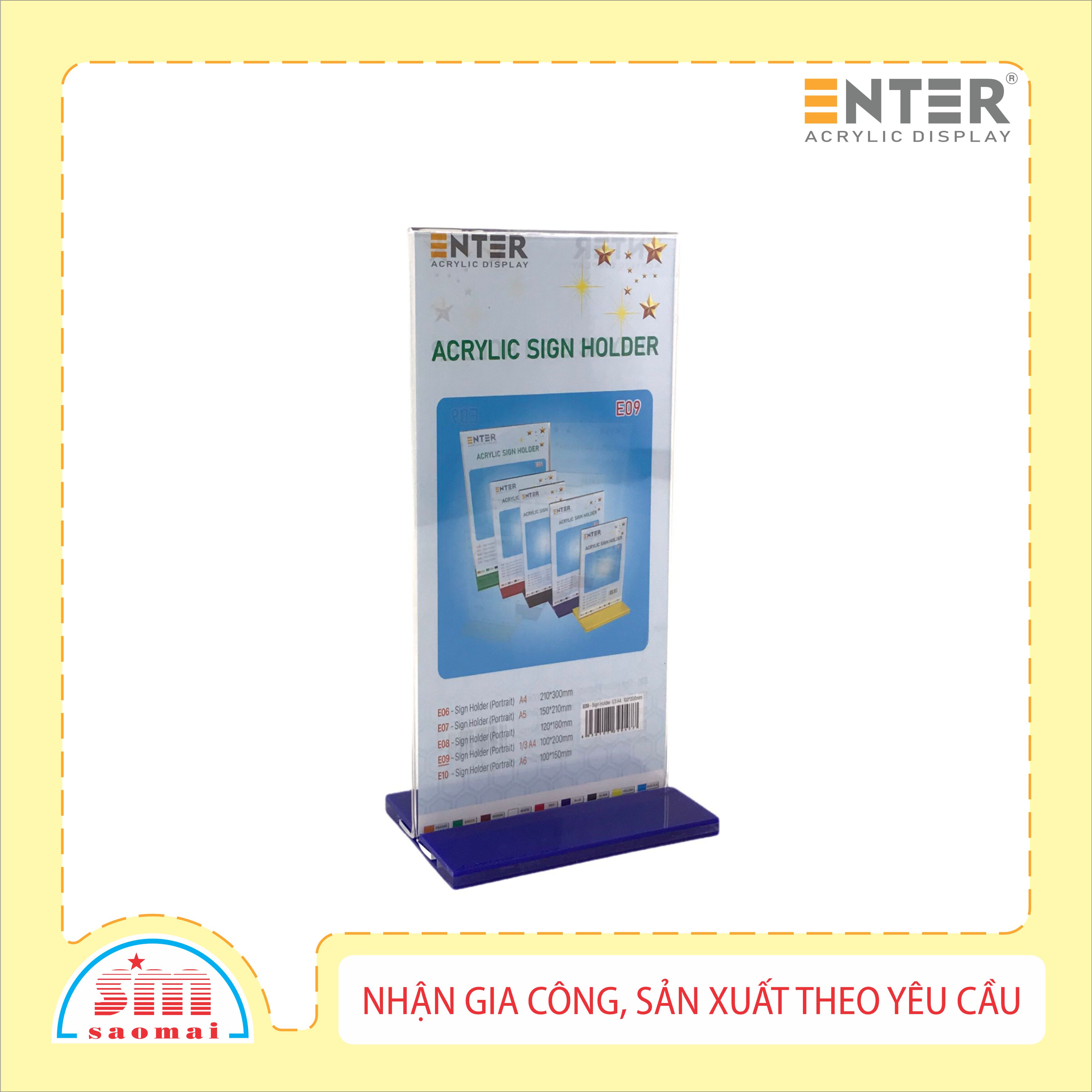 Kệ mica 2 mặt Enter E09 LR 100x200mm đế lùa