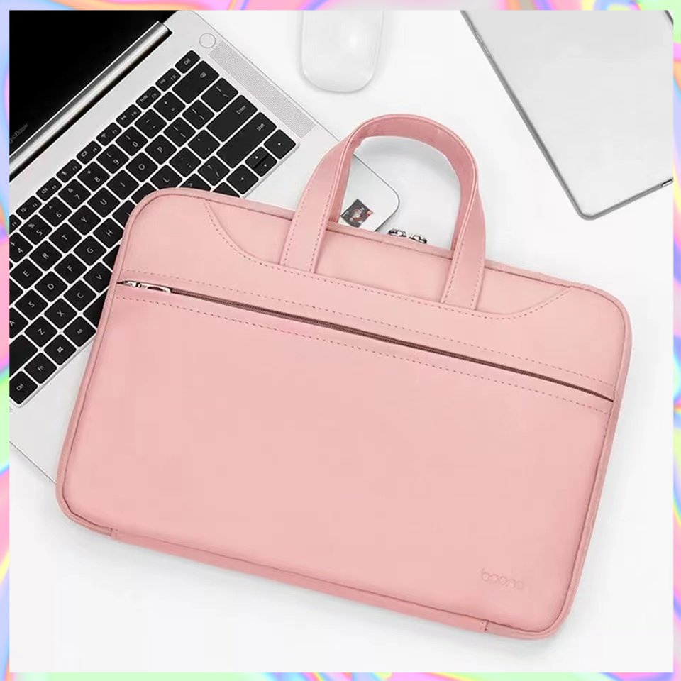 Túi Laptop Chống Sốc Da PU Màu Sắc Thời Trang, Chống Thấm Nước, Bảo Vệ Laptop - Màu be