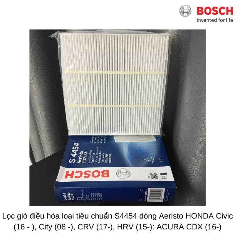 Lọc Điều Hòa Loại Tiêu Chuẩn / BOSCH / Ariesto S4454 / Cho Xe Honda Civic City, CRV, HRV, Acura CDX..- Hibu