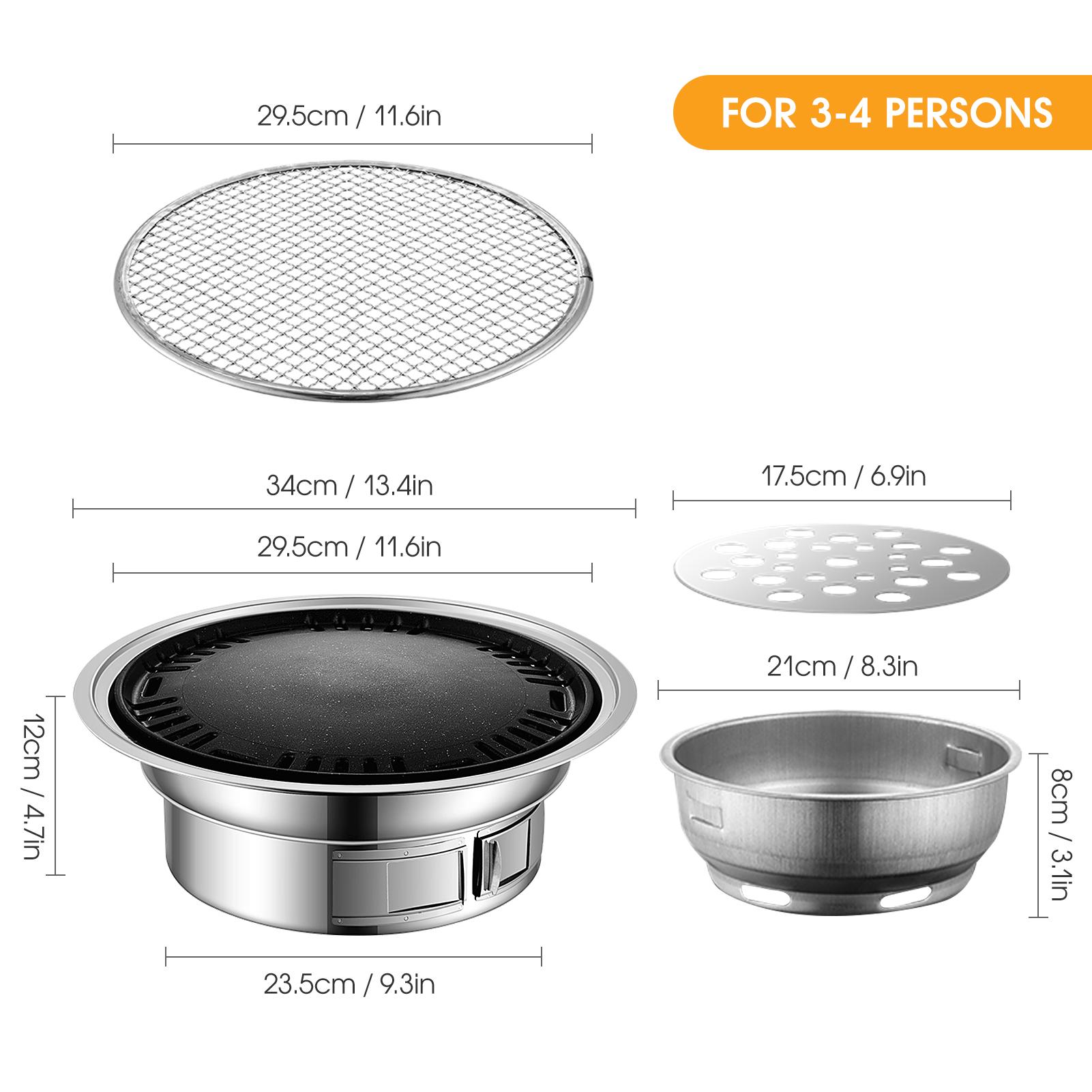 Charcoal Grill Non-stick Korean Barbecue Grill Portable Stainless Steel BBQ Charcoal Grill Stove for Outdoor Camping Cooking