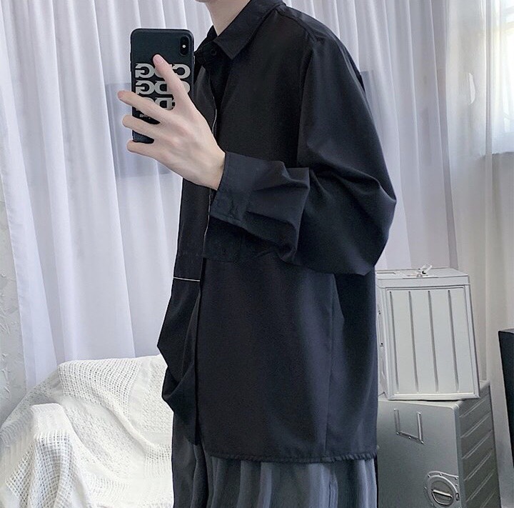 Áo sơ mi unisex form rộng - somi nam nữ sọc số 20