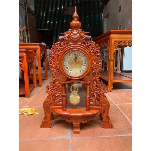Đồng hồ để bàn phòng khách gỗ hương cao 71cm