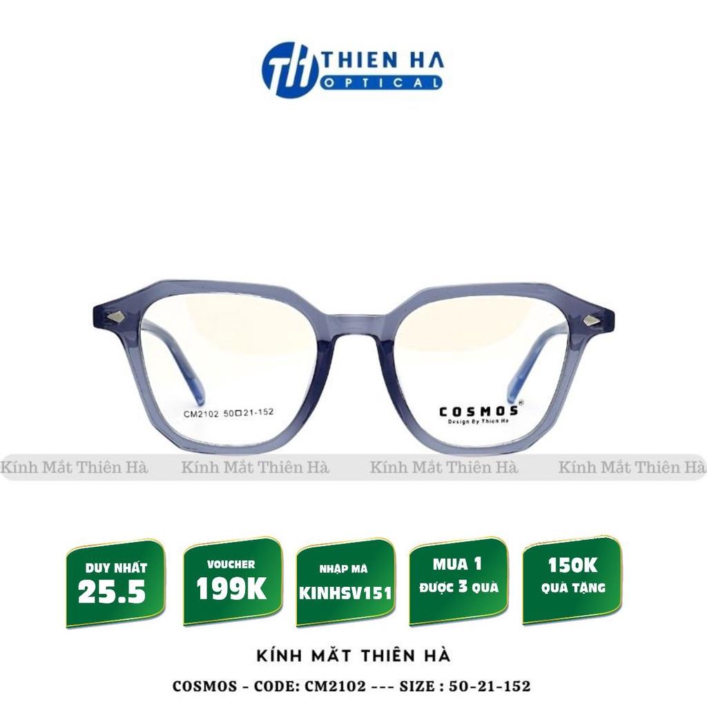 Gọng kính tròn nam nữ THIÊN HÀ OPTICAL chất liệu Acetate cao cấp lõi thép ôm mặt dáng lạ hợp độ cận cao COSMOS CM2102
