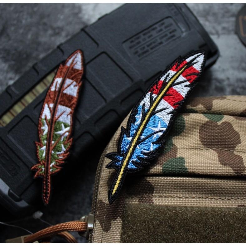 Patch_miếng dán velcro vải huy hiệu lông vũ_chiến thuật