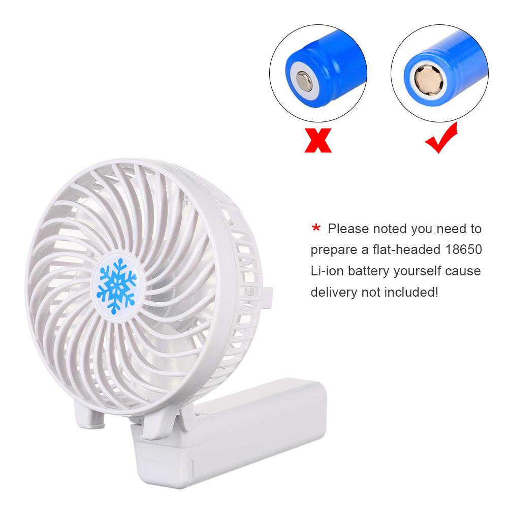 Quạt mini cầm tay điều chỉnh 3 mức độ có thể gập lại 180, dễ dàng cho việc cất giữ, chạy bằng pin