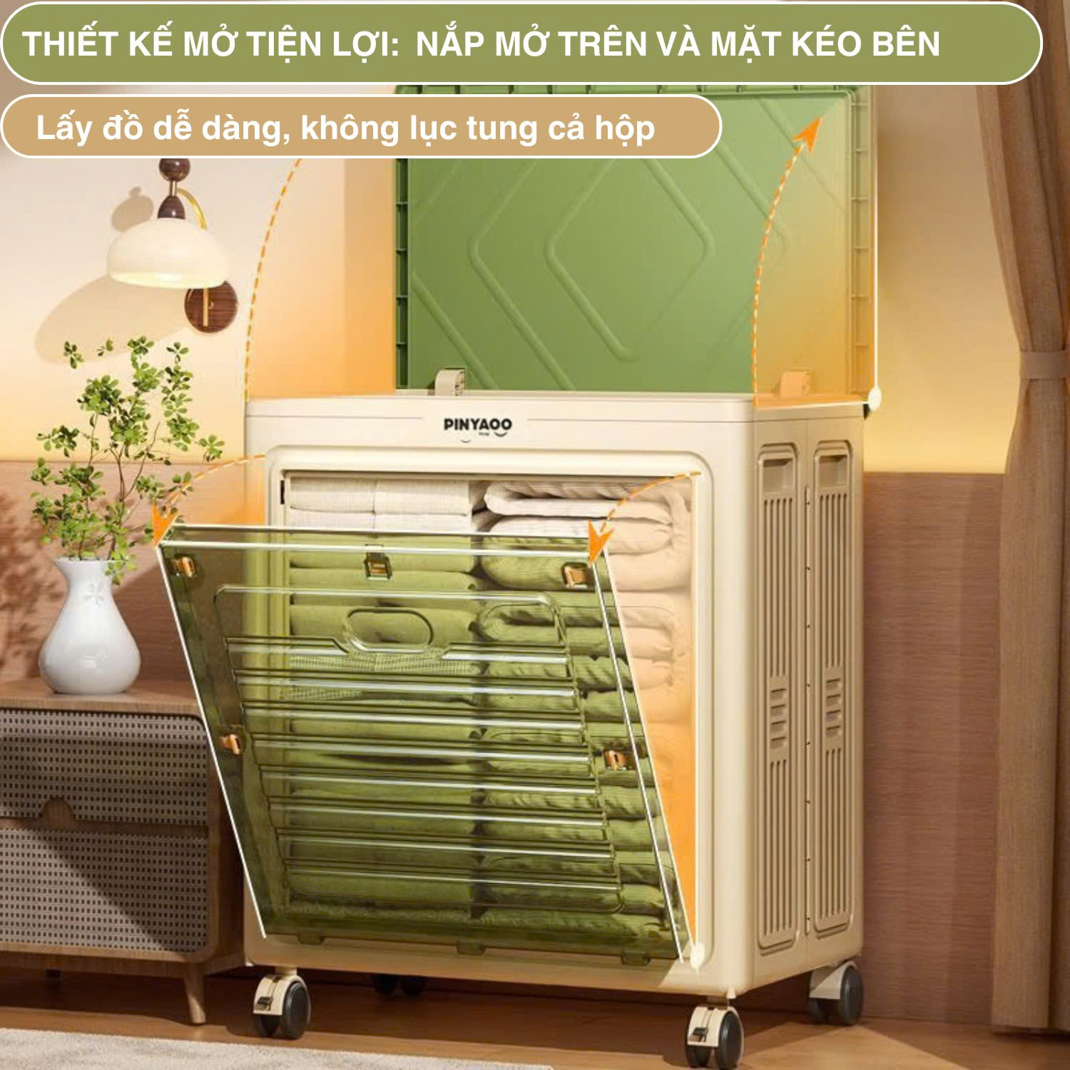 Hộp Đựng Đồ Đa Năng Gấp Gọn Cao Cấp Nhập Khẩu Vando, Thùng Đựng Quần Áo Có Nắp Đậy Thông Minh