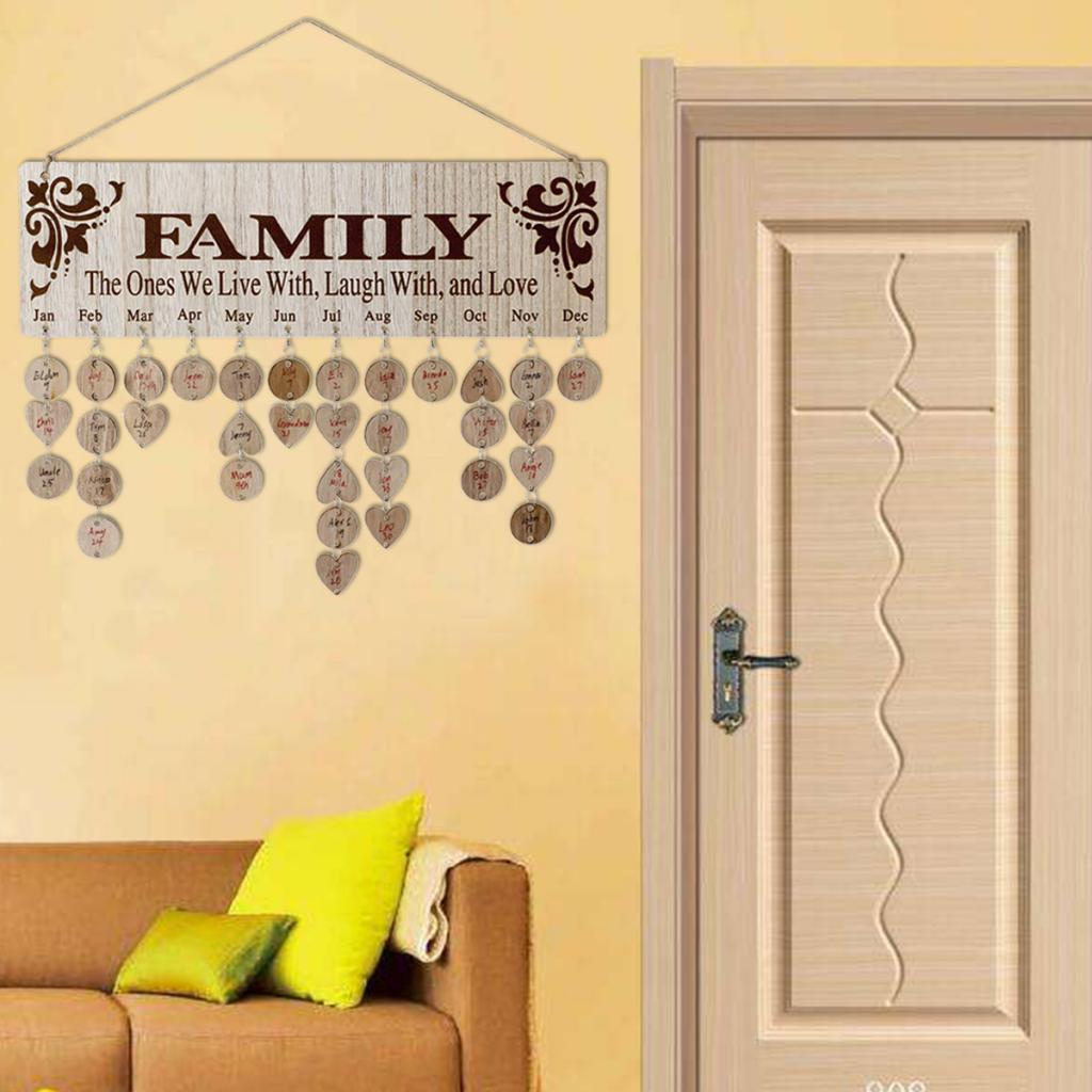 Family & Friends Wooden Calendar Board Birthday Reminder Hanging Sign