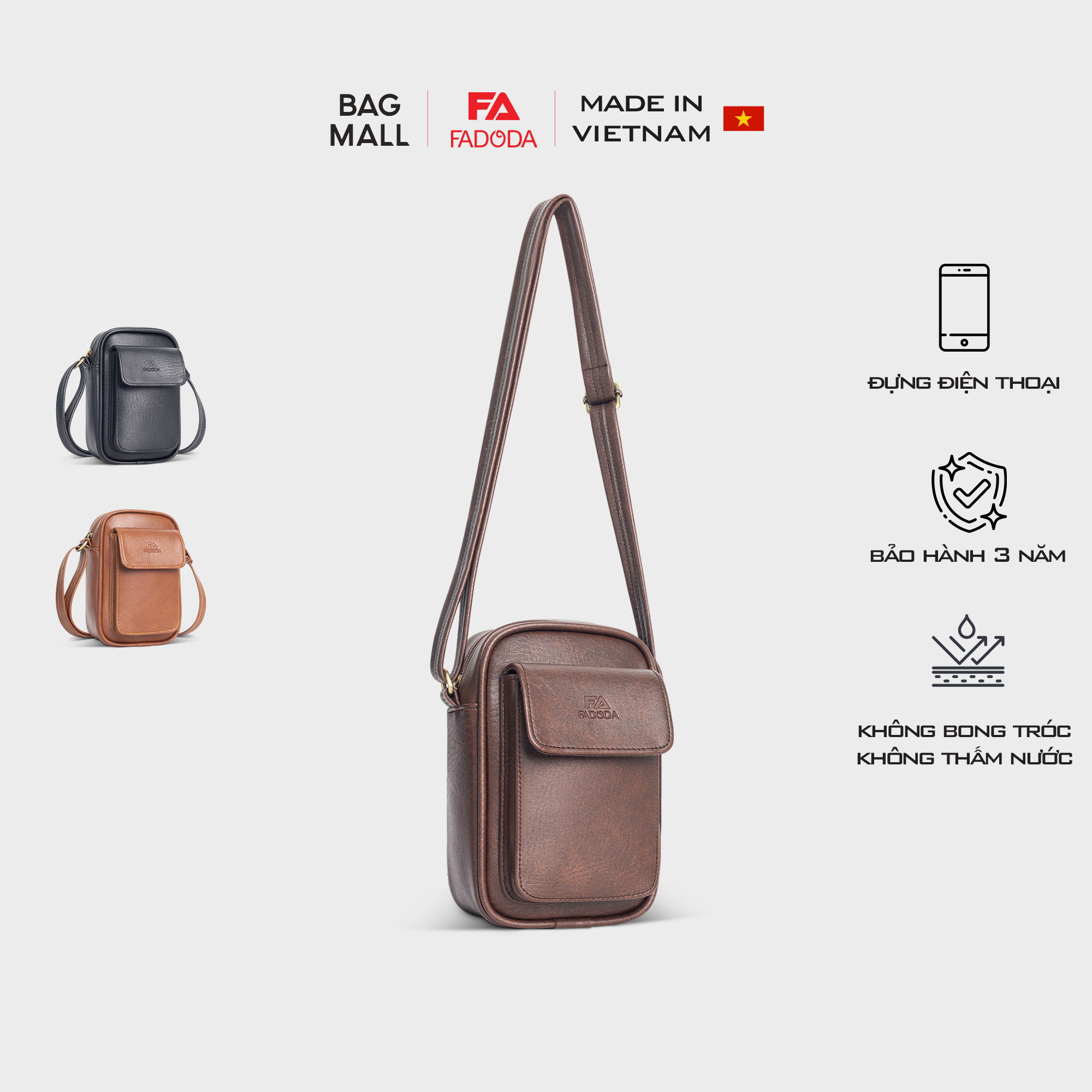 Túi đeo chéo unisex dang đứng FADODA FDC15