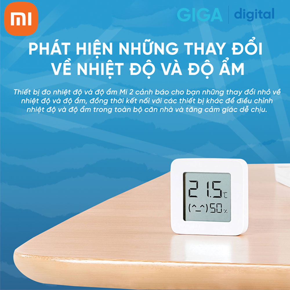 Nhiệt ẩm kế Xiaomi Mijia gen 2 (Mi Temperature and Humidity Monitor 2) - NUN4126GL - Bluetooth - Hàng Chính hãng