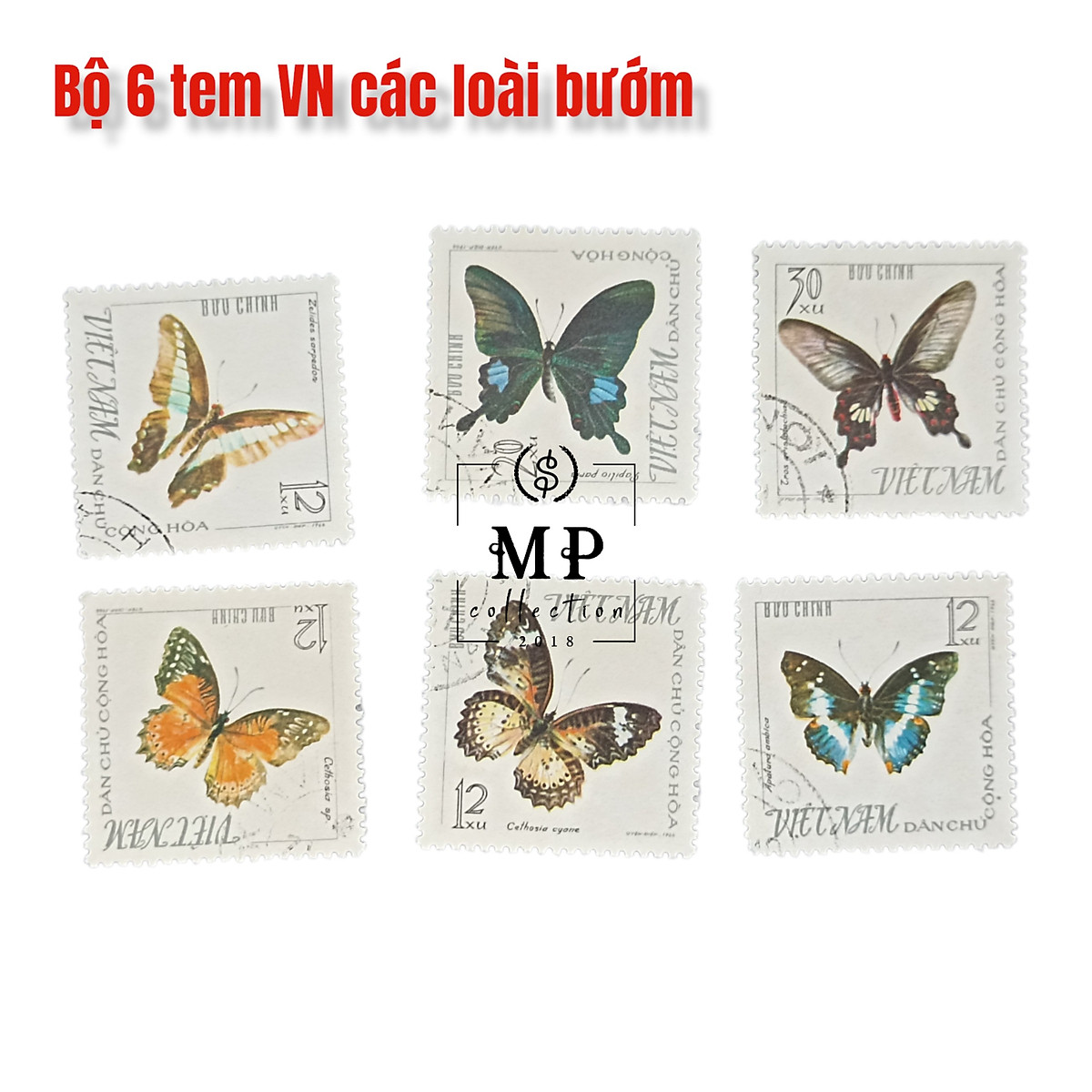 Bộ 6 tem sưu tập CTO Việt Nam chủ đề các loài bướm ms 179