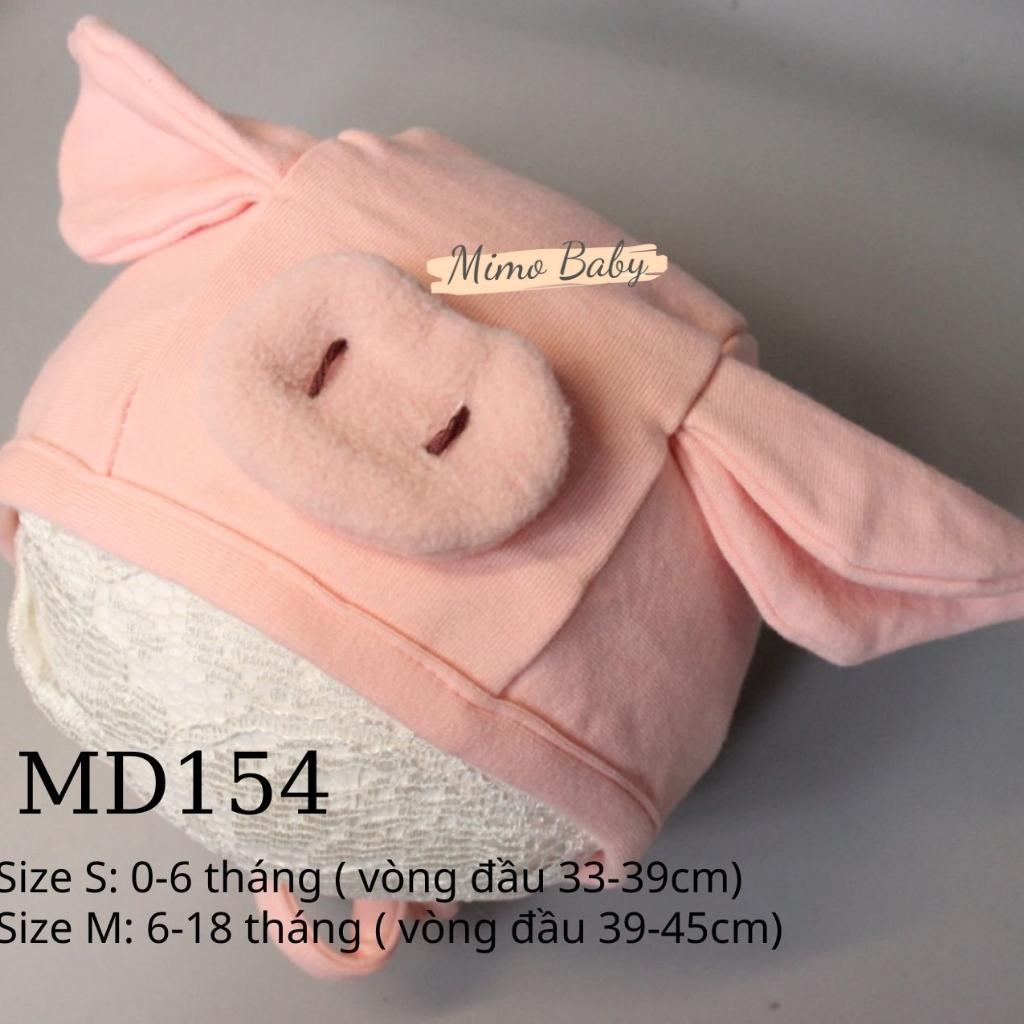 Mũ cotton buộc dây hình heo hồng dễ thương cho bé Mimo Baby MD154