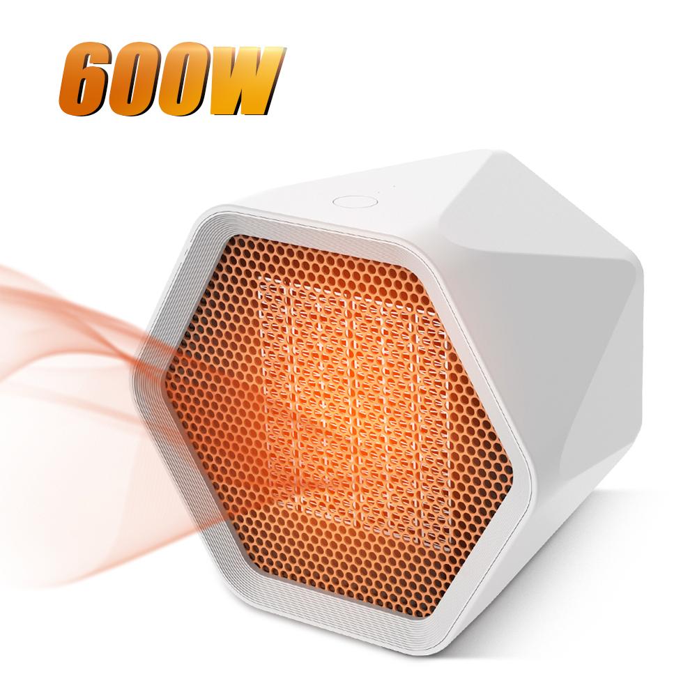 Máy sưởi để bàn mini 600W hình lục giác, tinh tế và nhỏ gọn, sạc USB