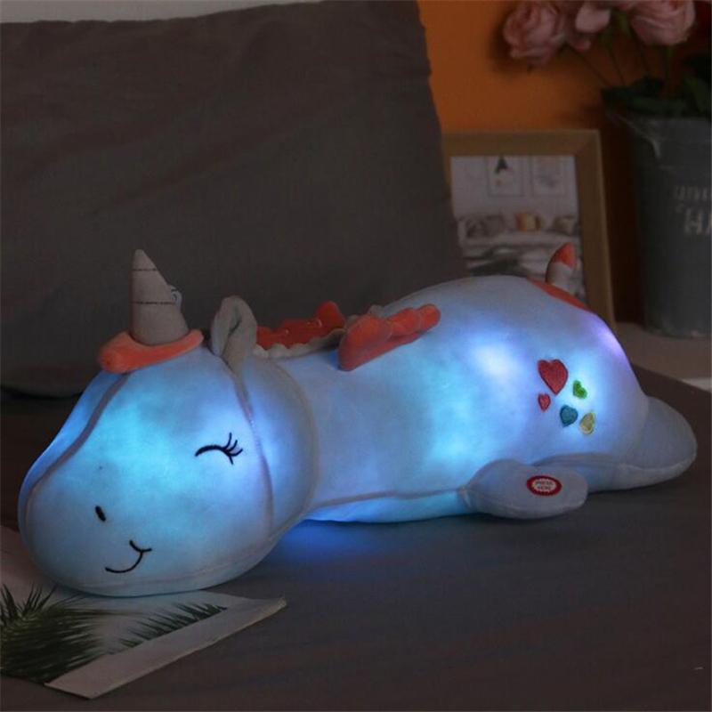 60Cm Phát Sáng Đèn LED Kỳ Lân Búp Bê Siêu Mềm Sang Trọng Đồ Chơi Giường Gối Dài Gối Ngủ Cho Trẻ Lớn Bé Gái Búp Bê Cao Cấp chất Lượng Quà Tặng Cho Trẻ Em