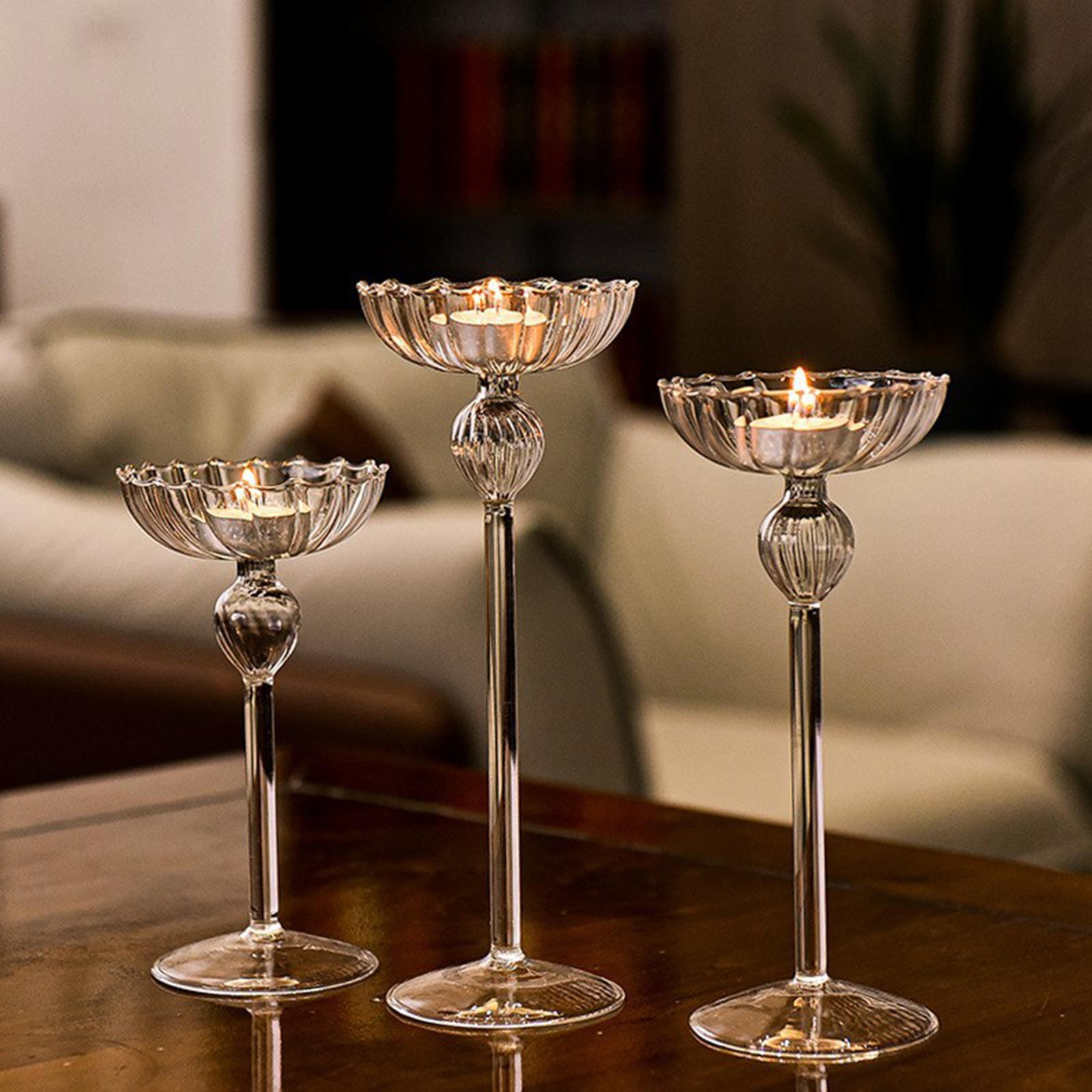 Creative Tealight Candle Holders Glass Candlestick Stand Pillar Candle Holder for Wedding Birthday Festival Housewarming Decor