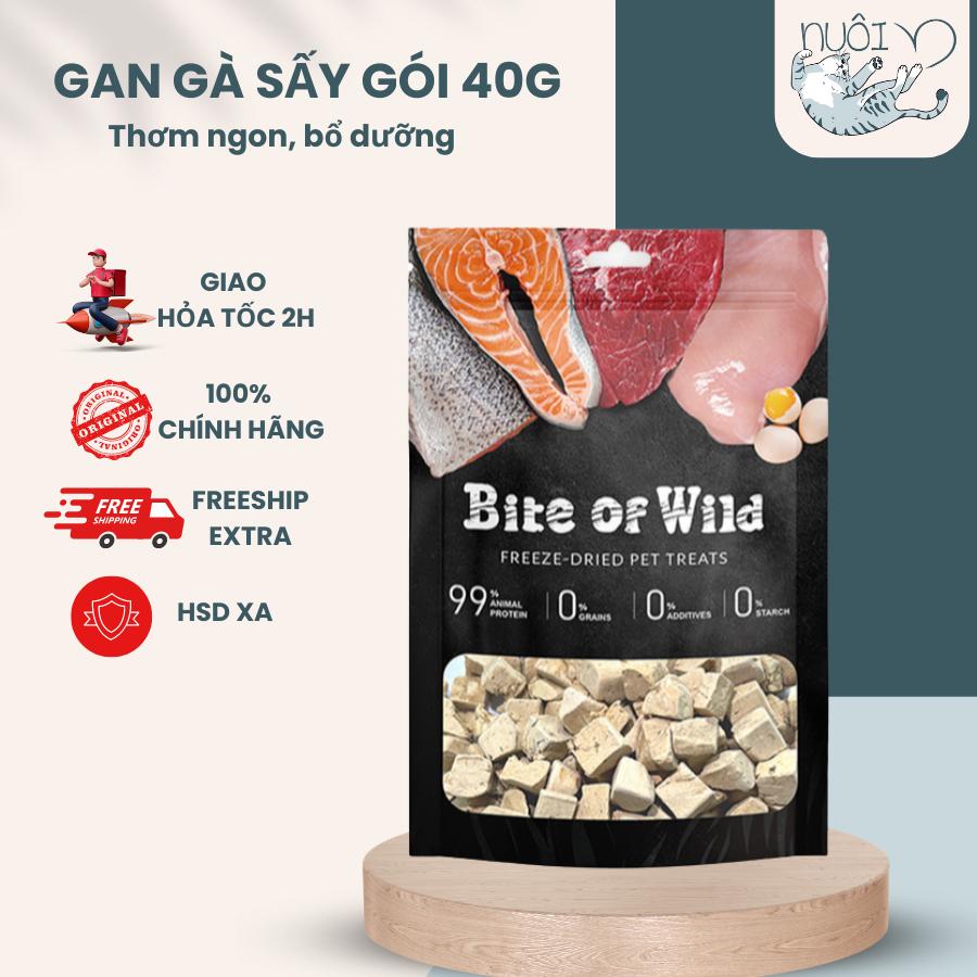 Thức ăn cho mèo Bite Of Wild Cỏ Mèo, Gan Gà, Trứng Gà, Thịt Tươi Sấy Khô Không Chất Bảo Quản