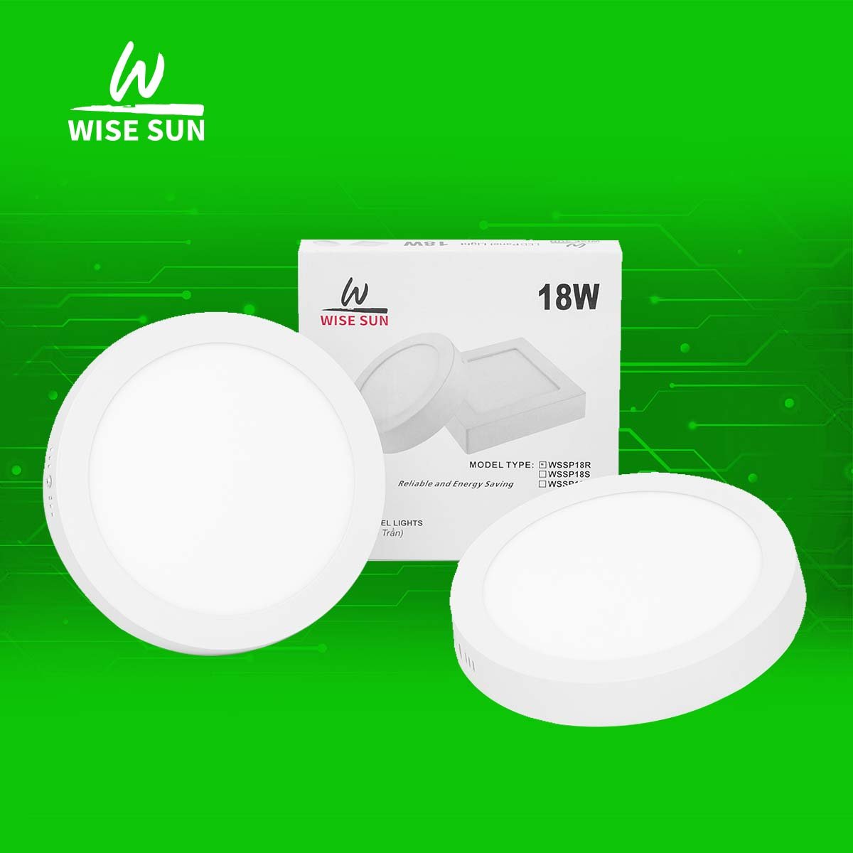Đèn LED panel ốp nổi tròn Wise Sun giá rẻ - chất lượng 18W/24W - Đơn Sắc
