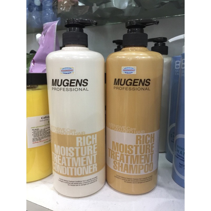 Dầu gội dưỡng chất Mugens Rich Moisture Treatmen Shampoo 1000ml + Móc khóa