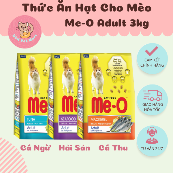 Thức Ăn Hạt Cho Mèo Trưởng Thành - Me-O Adult | Túi 3kg