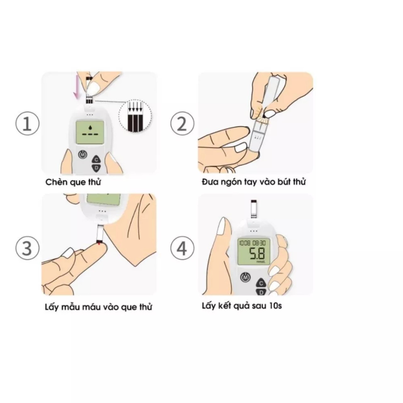 Máy Đo Đường Huyết, Máy Đo Lượng Đường Trong Máu Tại Nhà Safe Accu tặng que đo và kim thử máu