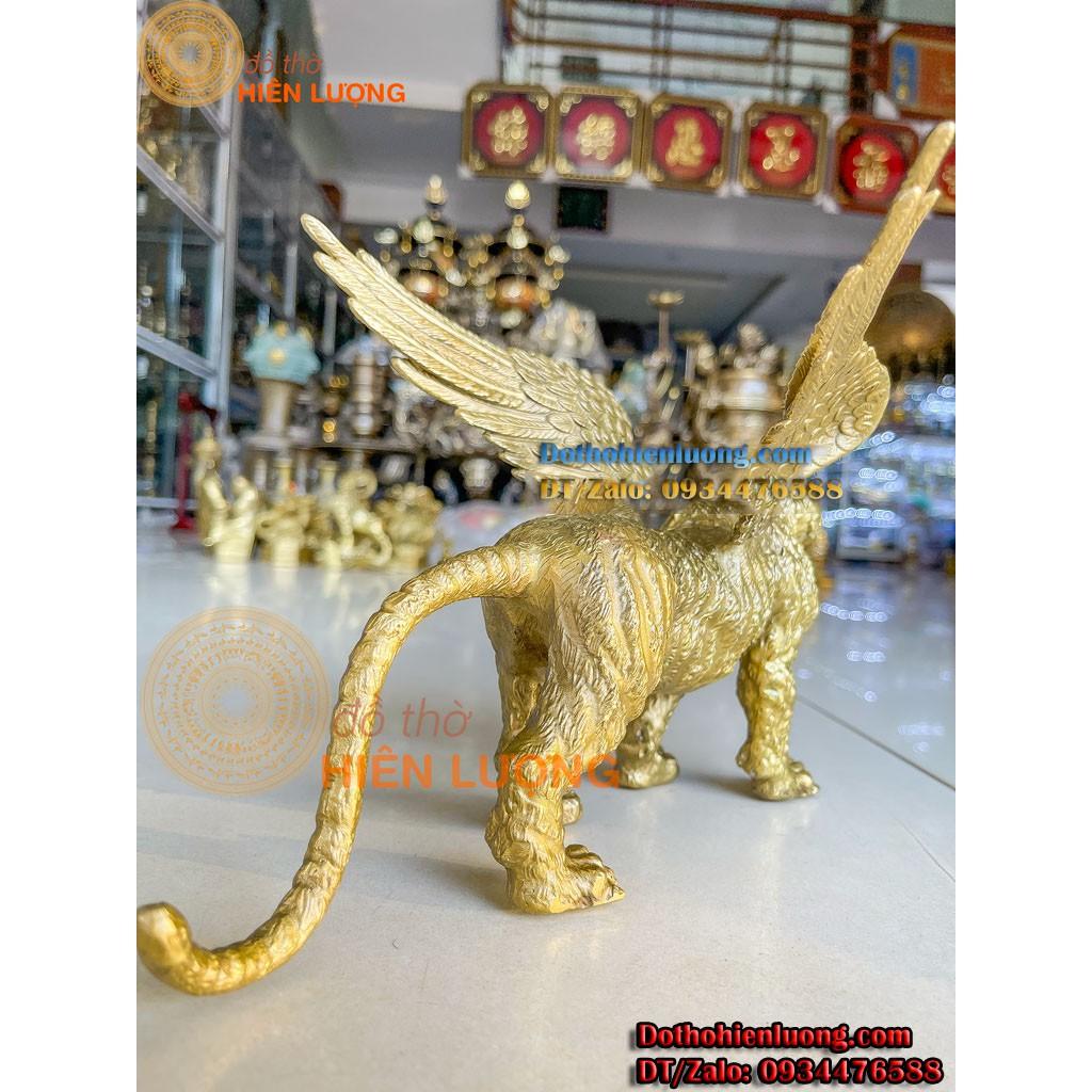 Tượng Linh Vật Hổ Có Cánh Cao 20cm Bằng Đồng Vàng Đẹp