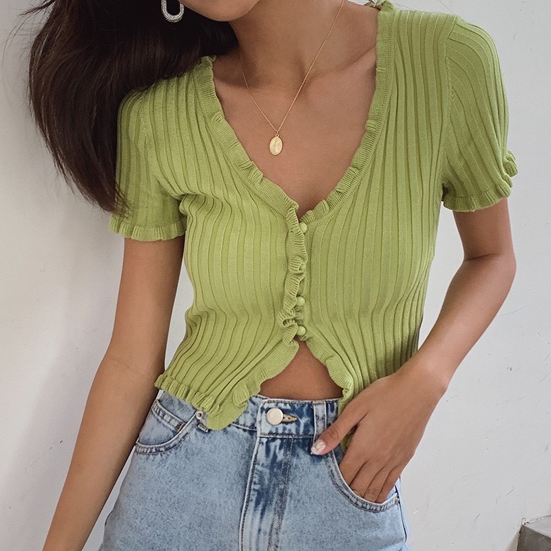 Áo croptop len nữ Ulzzang Quảng Châu ALC7