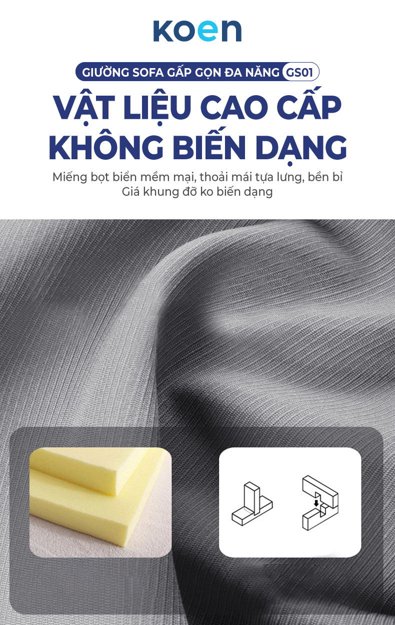 Giường Sofa Gấp Gọn Đa Năng Koen, ghế sofa mở ra thành giường