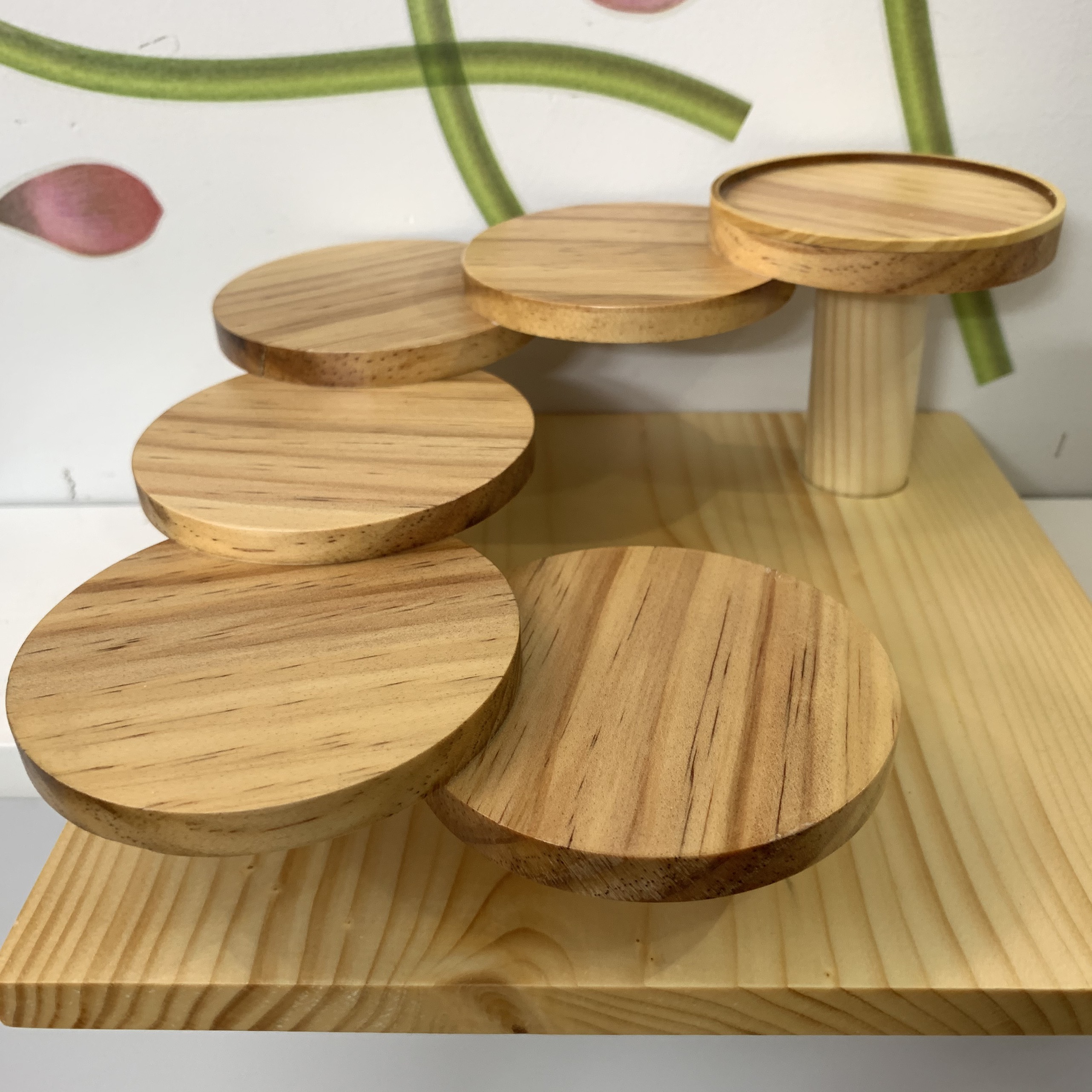 Khay gỗ trang trí món ăn sushi Nhật - Hình tròn - Gỗ thông tự nhiên