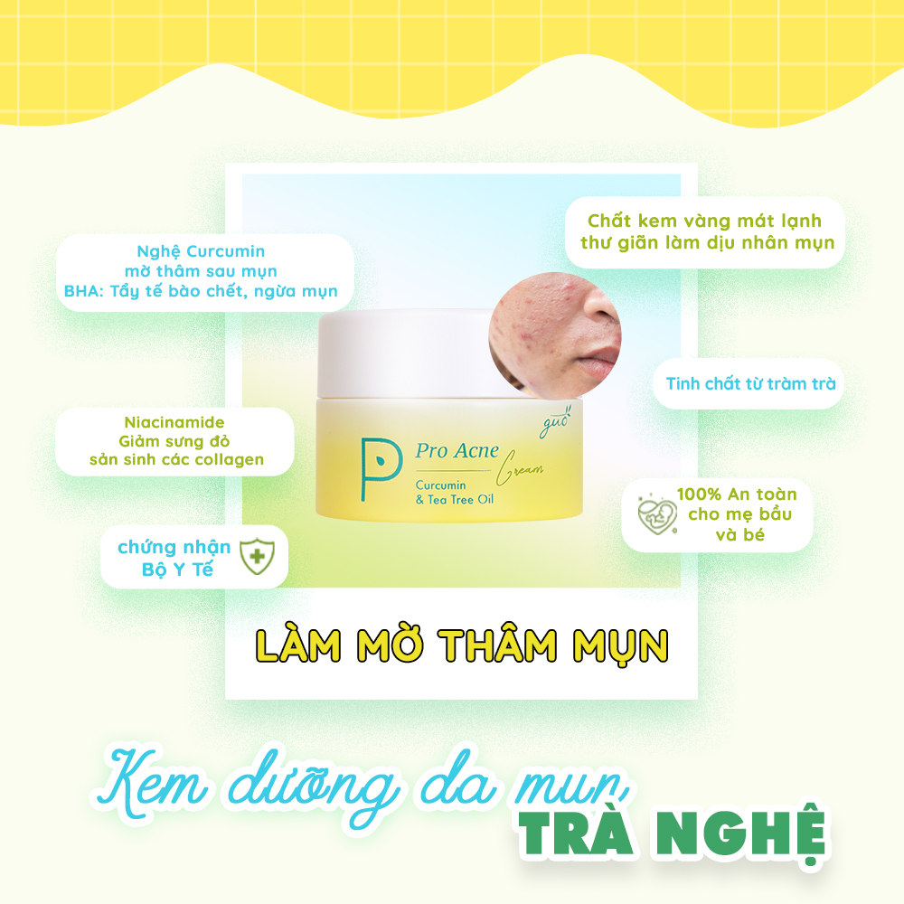 Kem mụn tràm trà nghệ GUO 30g