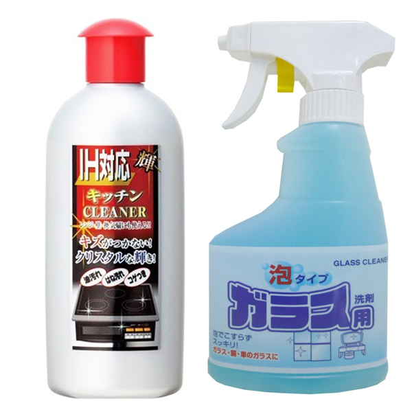 Combo Dung dịch tẩy rửa vệ sinh bếp từ cao cấp 300g + Chai xịt vệ sinh kính 300ml nội địa Nhật Bản