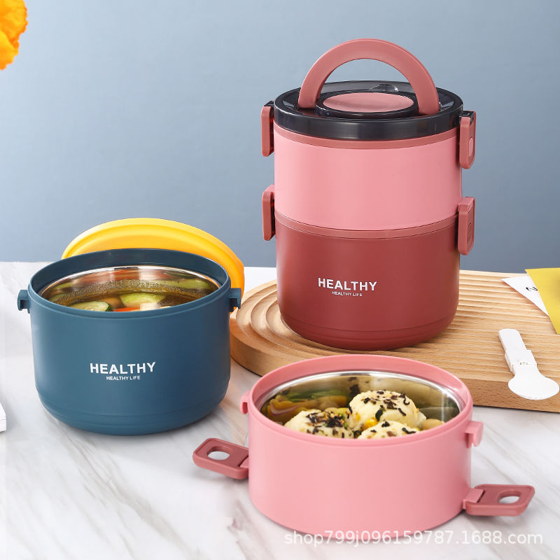 Cà Mèn 3 Tầng Giữ Nhiệt Lõi Inox 304 Cao Cấp Có Thể Tách Rời HEALTHY - Hàng Chính Hãng