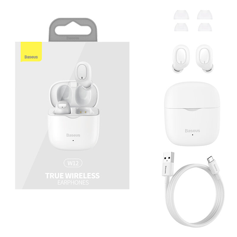 Tai nghe không dây Baseus WM12 TWS Tai nghe Bluetooth 5.1 Tai nghe không dây âm thanh nổi cho iPhone 13 Pro Max Tai nghe chơi game cảm ứng của Samsung Xiaomi-Hàng Chính Hãng