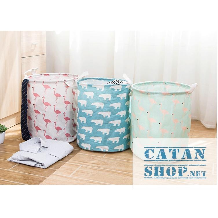 Giỏ vải chống thấm nước đựng quần áo bẩn để giặt, sọt vải đựng đồ chơi, đồ đa năng GD539-W02MAU