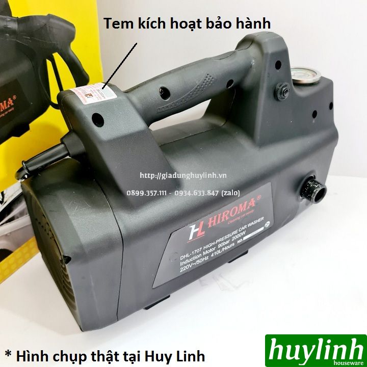 Máy xịt rửa xe Hiroma DHL-1707 - công suất 2000W - Tặng 1 lít dung dịch rửa xe