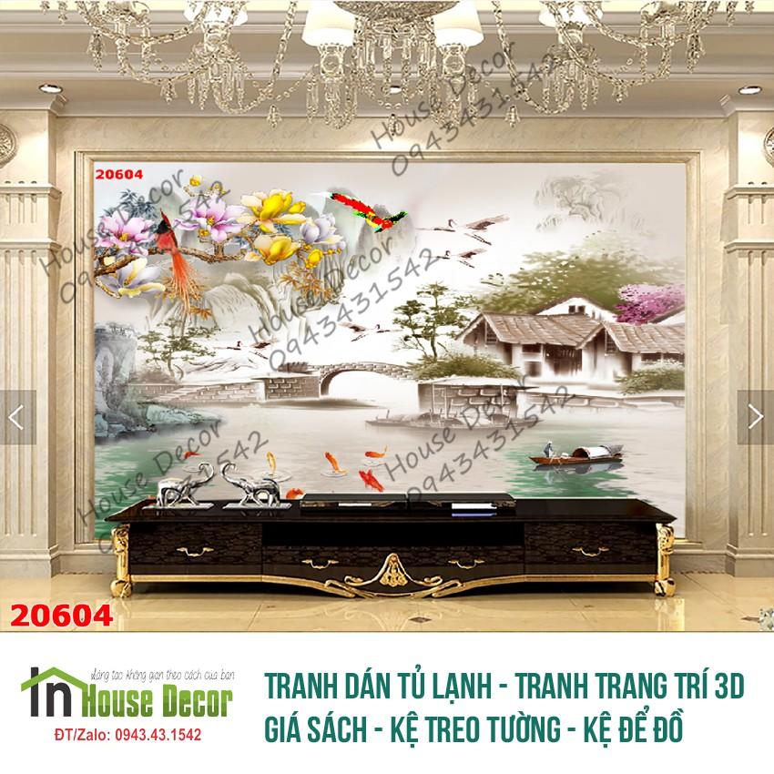 (Siêu Rẻ) Tranh Dán Tường 3d Phòng Khách Sơn Thủy Hữu Tình, Có Keo Sẵn 20604