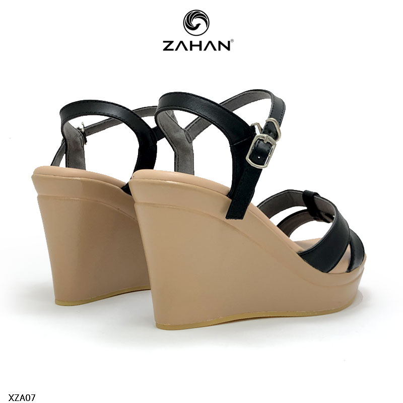 Sandal xuồng da thật quai chéo, 9cm chính hãng ZAHAN XZA07