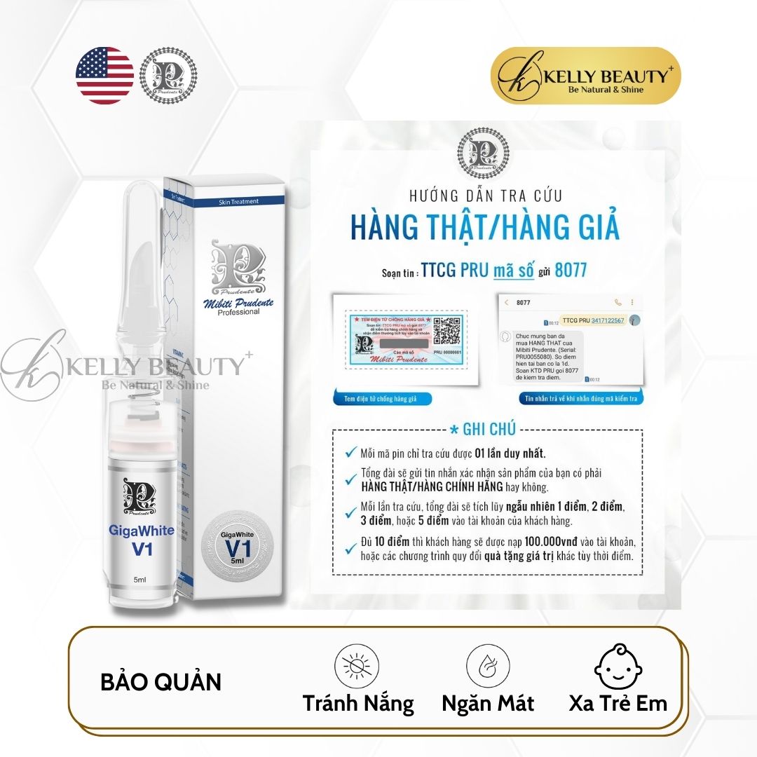 Kem Dưỡng Mibiti Prudente Gigawhite V1 - Khử Thâm, Dưỡng Hồng Cô Bé; Trẻ Hóa Và Giảm Nếp Nhăn - Kelly Beauty