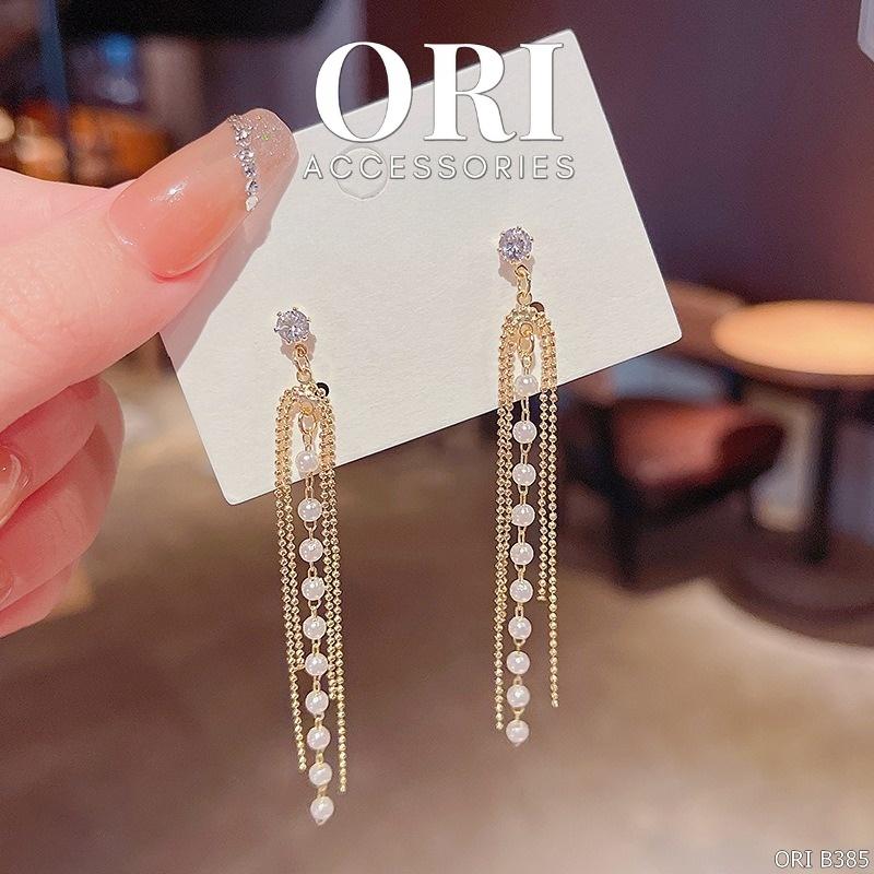 Bông tai nữ dáng dài chuỗi đính đá Douglas thời trang sang trọng ORI ACCESSORIES B385