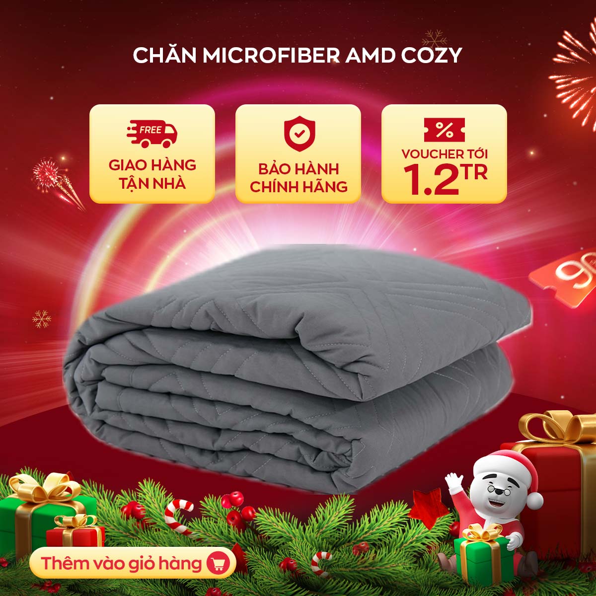 Chăn chần Amando Cozy Microfiber mềm mại, độ bền cao, kháng ẩm tốt