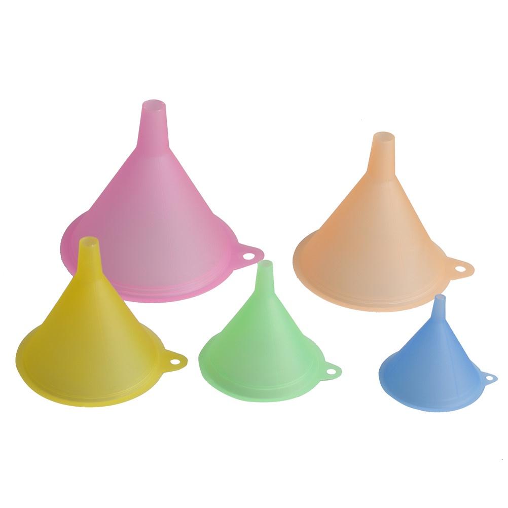 AA 5 Pcs Candy Color Funnel Food Grade Plastic Liquid Container for Spices Powder Oils