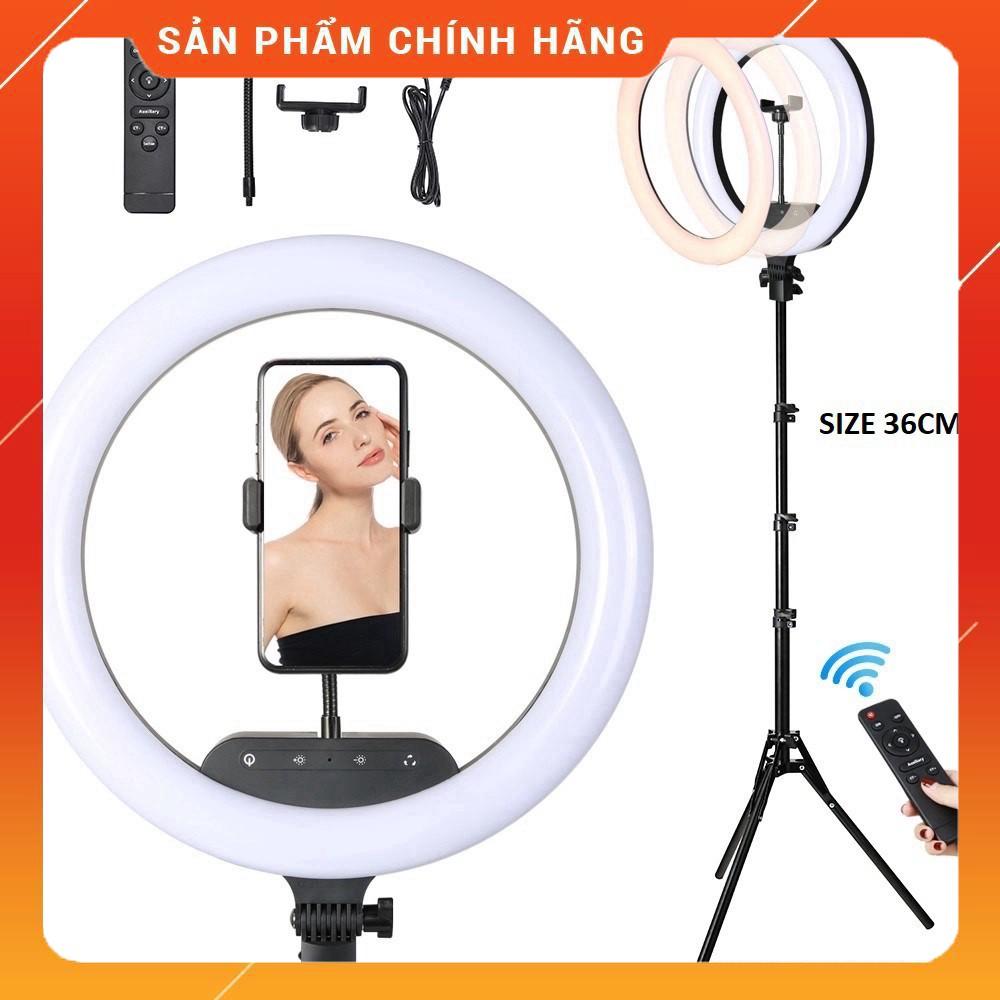Đèn Live 36CM 3 kẹp KT full bộ kèm chân đèn livestream nhiều máy make up spa trang điểm