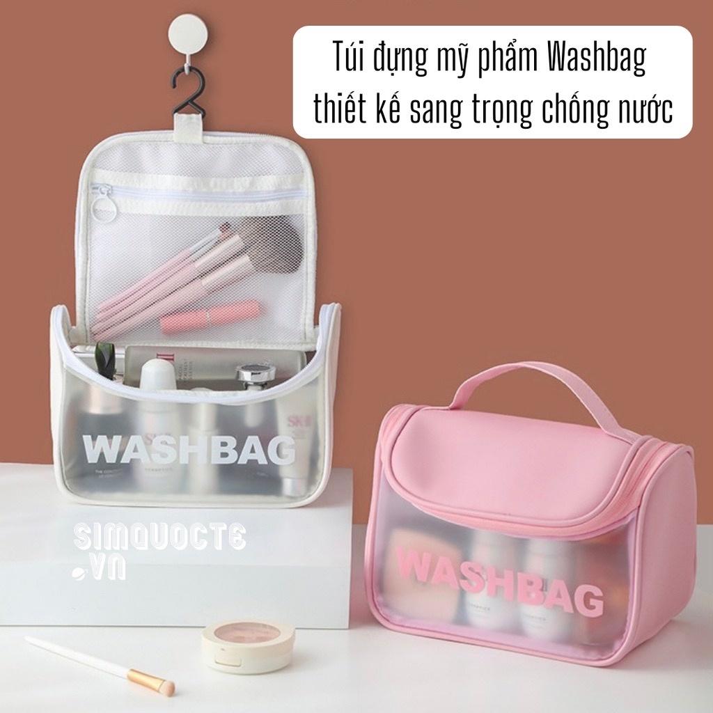 Túi đựng mỹ phẩm WASHBAG có móc treo chống thấm nước đựng đồ trang điểm quai xách tay phù hợp đi du lịch TMP25 - Hồng