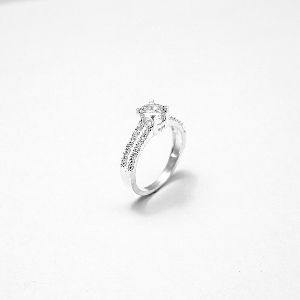 Nhẫn bạc nữ ATJ9033 , nhẫn nữ đính đá 2 hàng ANTA Jewelry