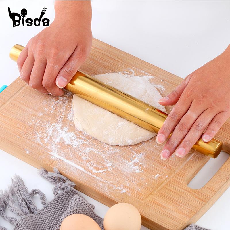 1 Đồng Hồ Thép Không Gỉ Cán Đồ Dùng Nhà Bếp Bột Con Lăn Nướng Bánh Pizza Mì Bánh Quy Bánh Bao Làm Nướng Bánh Chống Dính dụng Cụ