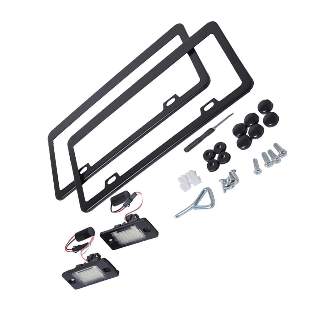 Black License Plate Lamp and License Replacement Frame Fit For Porsche