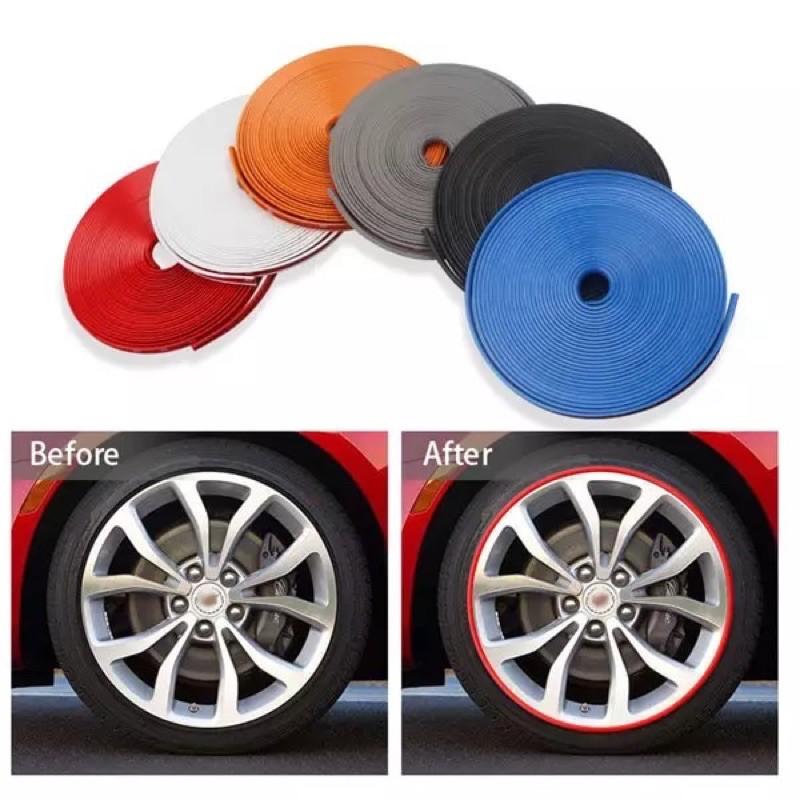 Chỉ viền bánh xe chống xước lazang xe hơi, cao su dán trang trí vành ô tô cuộn 8m chất lượng cao đủ dán 4 bánh