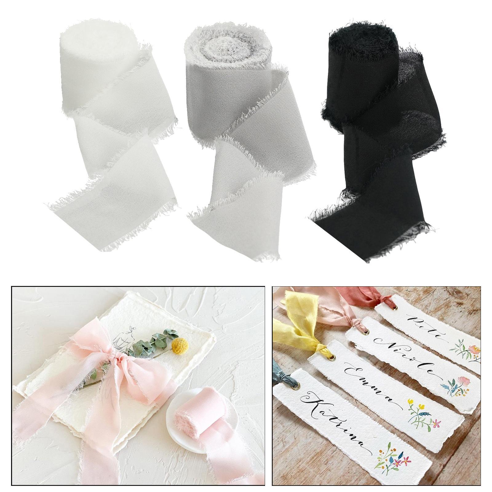 6 Rolls Fringe Chiffon Silk Ribbon Gifts Wrapping
